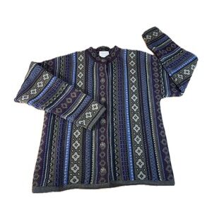 Cherry Lewis England 100% Wool Cardigan Sweater Women's Size M Tapestry Damask